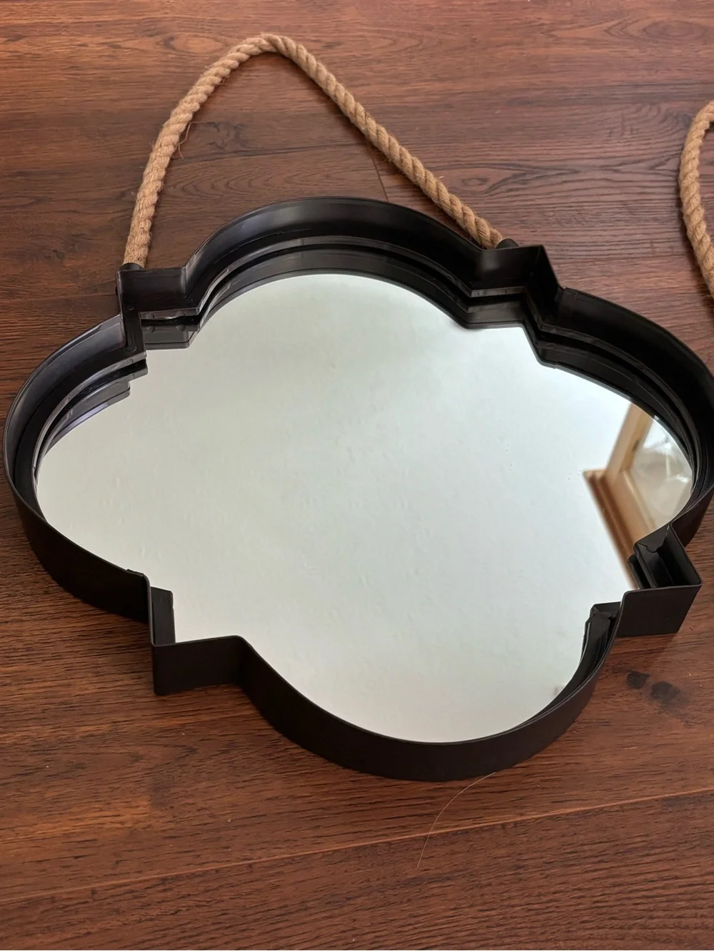 Hobby Lobby Black Quatrefoil Hanging Mirror with Rope